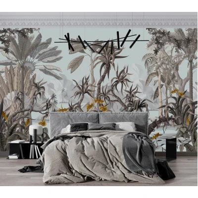 Fototapet fara imbinari Light Jungle Landscape With Tropical Trees And Plants Premier Decor