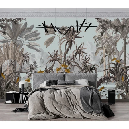 Fototapet fara imbinari Light Jungle Landscape With Tropical Trees And Plants Premier Decor