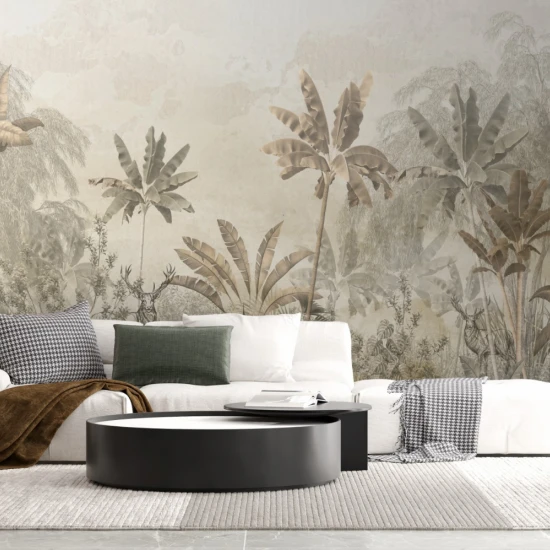 Fototapet fara imbinari Light Beige Rainforest