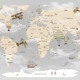 Fototapet fara imbinari Gray World Map Fototapet fara imbinari Gray World Map