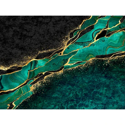 Fototapet fara imbinari Malachite Green With Gold Glitter Premier Decor