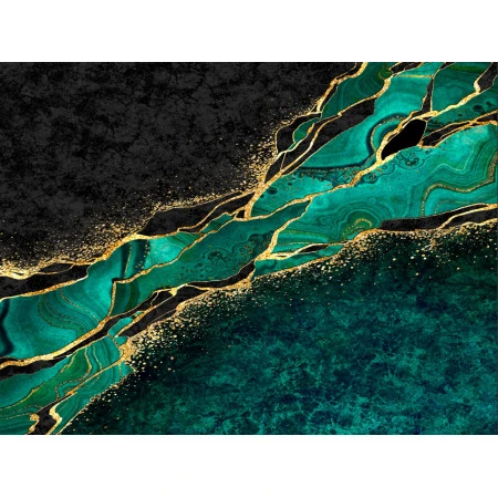 Fototapet fara imbinari Malachite Green With Gold Glitter Premier Decor