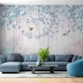 Fototapet fara imbinari Blooming Branches Stand Gracefully Against A Luminous Backdrop