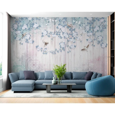 Fototapet fara imbinari Blooming Branches Stand Gracefully Against A Luminous Backdrop Premier Decor