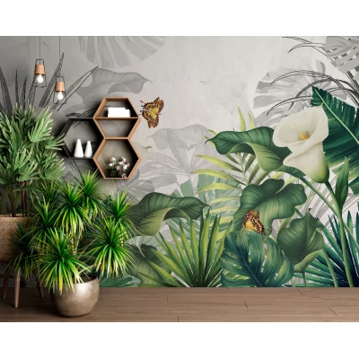 Fototapet fara imbinari Emerald Leaves Premier Decor
