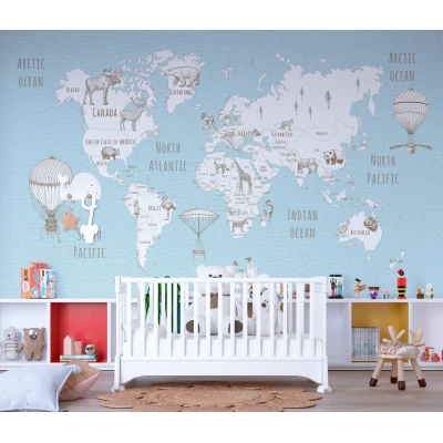 Fototapet fara imbinari Retro Blue Map Premier Decor