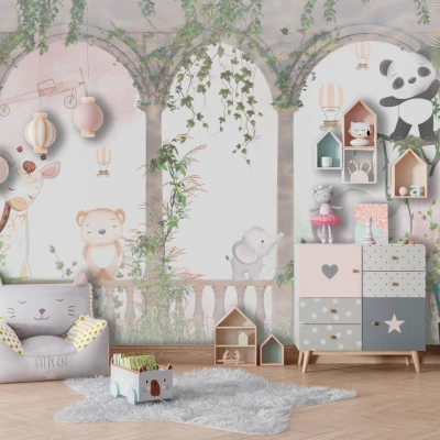 Fototapet  fara imbinari Fresco With Funny Animals Premier Decor