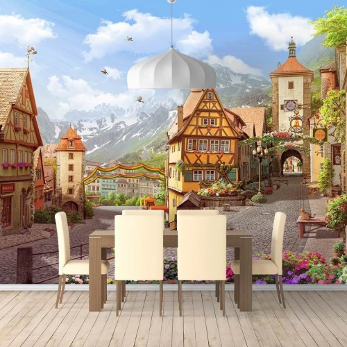 Fototapet fara imbinari Alpen Dorf