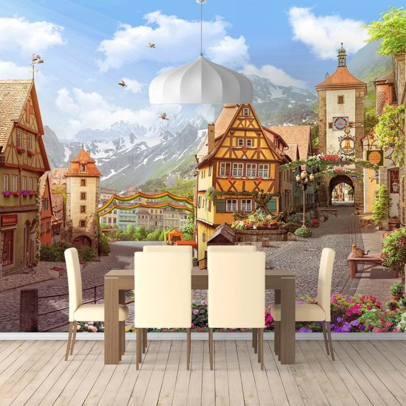 Fototapet fara imbinari Alpen Dorf