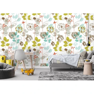Fototapet fara imbinari Colorful Flowers Pattern Premier Decor
