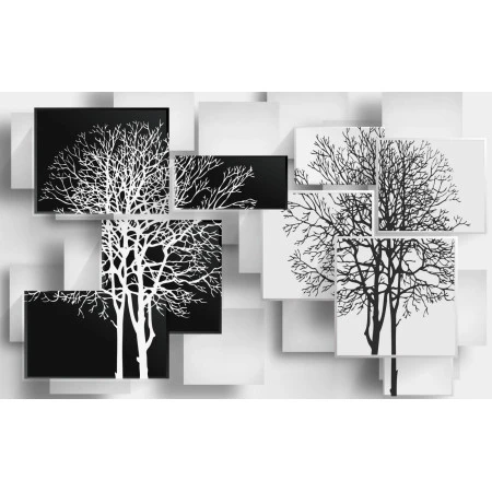 Fototapet fara imbinari Copac Alb-Negru Premier Decor