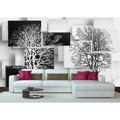 Fototapet fara imbinari Copac Alb-Negru Premier Decor