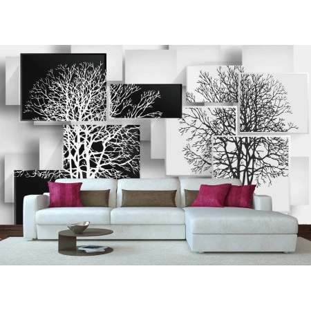 Fototapet fara imbinari Copac Alb-Negru Premier Decor