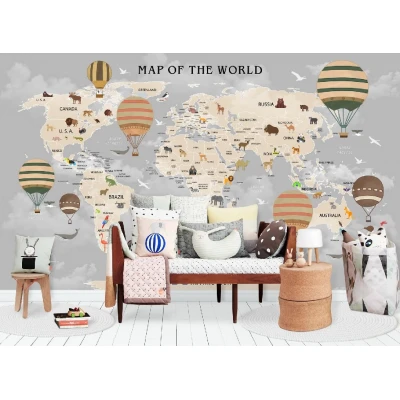 Fototapet fara imbinari Dream Conquering The World In Balloons Premier Decor