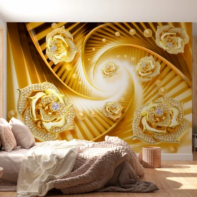 Fototapet fara imbinari Gold flowers Premier Decor