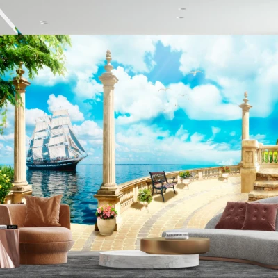 Fototapet fara imbinari Ship On The Coast Premier Decor