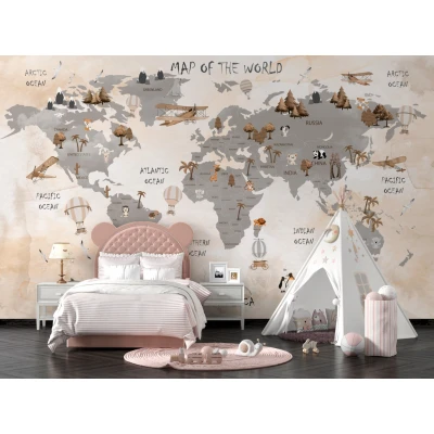 Fototapet fara imbinari Ocher Map Premier Decor