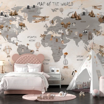Fototapet fara imbinari Ocher Map Premier Decor