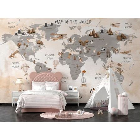 Fototapet fara imbinari Ocher Map Premier Decor