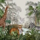 Fototapet fara imbinari Jungle Landscape With Wild Animals
