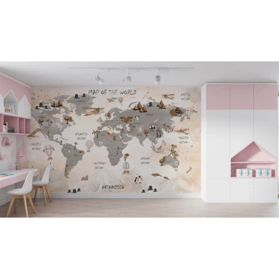 Fototapet fara imbinari Ocher Map Premier Decor