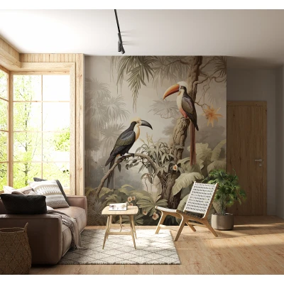 Fototapet fara imbinari Parrots in Jungle Premier Decor