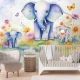 Fototapet fara imbinari Watercolour Elephant
