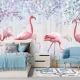 Fototapet fara imbinari Flamingo Și Flori