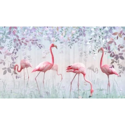 Fototapet fara imbinari Flamingo Și Flori Premier Decor
