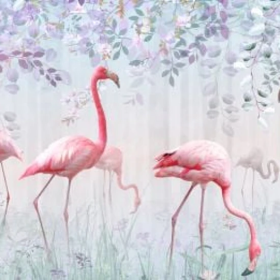 Fototapet fara imbinari Flamingo Și Flori