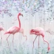 Fototapet fara imbinari Flamingo Și Flori
