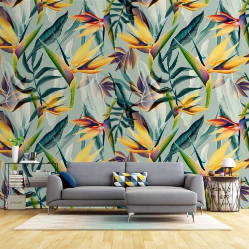 Fototapet fara imbinari Flori Tropicale Colorate