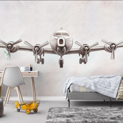 Fototapet fara imbinari Flying Airplane Premier Decor