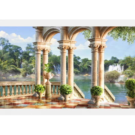 Fototapet fara imbinari Frescă Cu Coloane Și Cascadă Premier Decor
