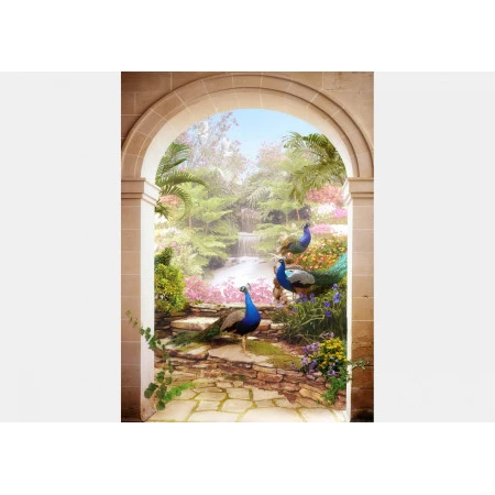 Fototapet fara imbinari Frescă cu Păun Premier Decor