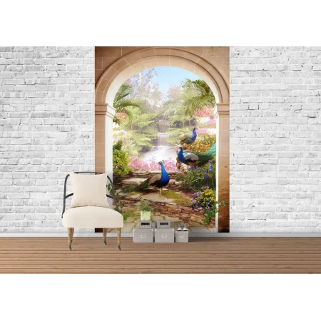 Fototapet fara imbinari Frescă cu Păun Premier Decor
