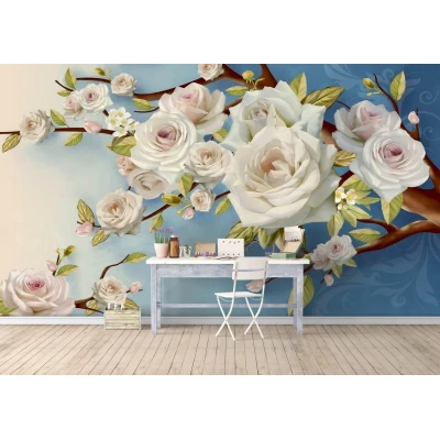Fototapet fara imbinari Ramura Cu Trandafiri Premier Decor