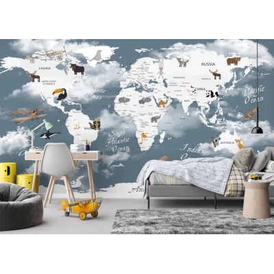 Fototapet fara imbinari Harta Lumii Premier Decor