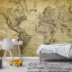 Fototapet Harta Antică a Lumii pe Fundal Vintage, Fără Îmbinări