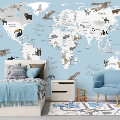 Fototapet fara imbinari Harta Lumii Premier Decor