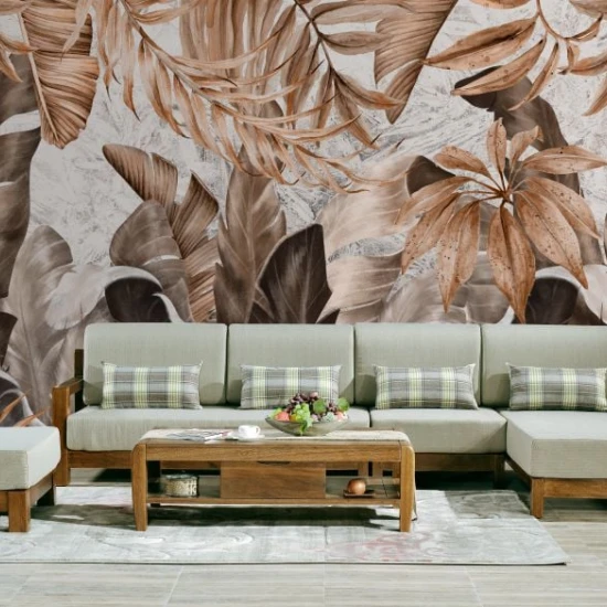 Fototapet fara imbinari Jungle Ocher Leaves