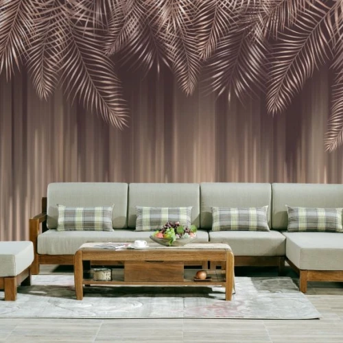 Fototapet fara imbinari Jungle Brown Lesves