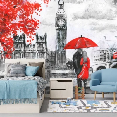 Fototapet fara imbinari London Rainy Day Premier Decor