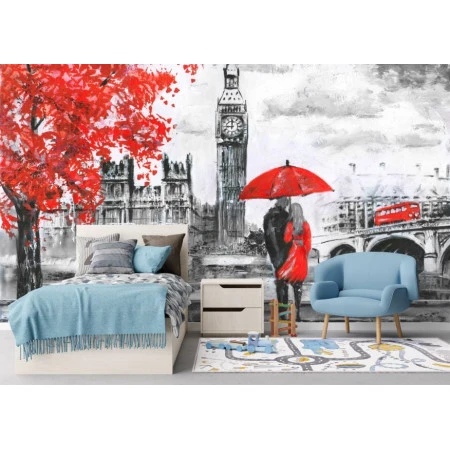Fototapet fara imbinari London Rainy Day