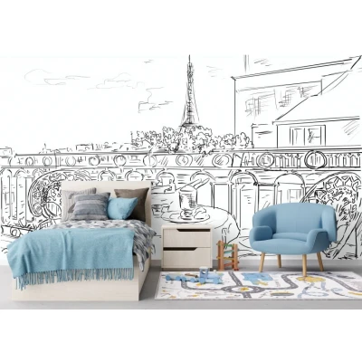 Fototapet fara imbinari Paris Drawing Premier Decor