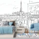 Fototapet fara imbinari Paris Drawing Fototapet fara imbinari Paris Drawing