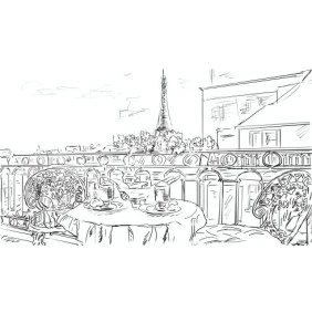 Fototapet fara imbinari Paris Drawing Premier Decor