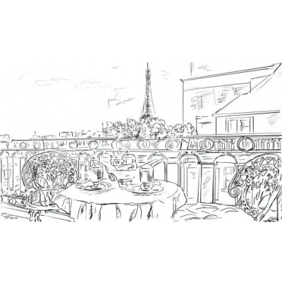 Fototapet fara imbinari Paris Drawing Premier Decor