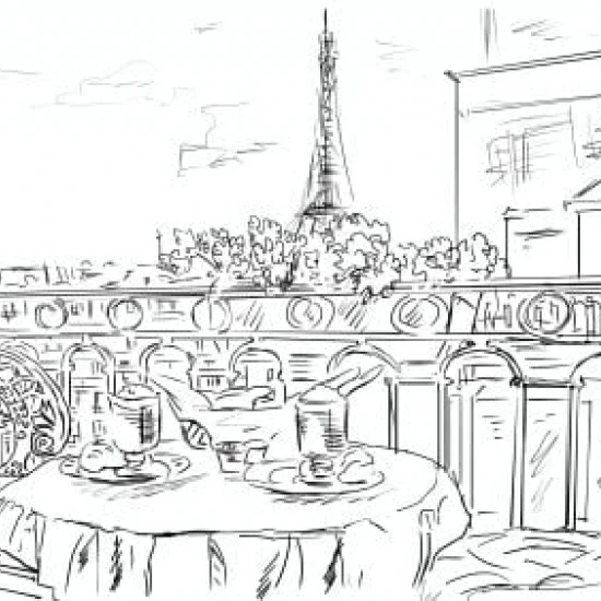 Fototapet fara imbinari Paris Drawing Fototapet fara imbinari Paris Drawing