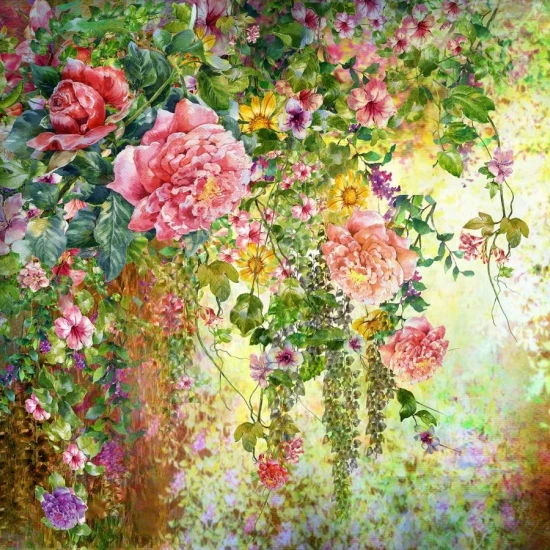 Fototapet fara imbinari Perete Înflorat